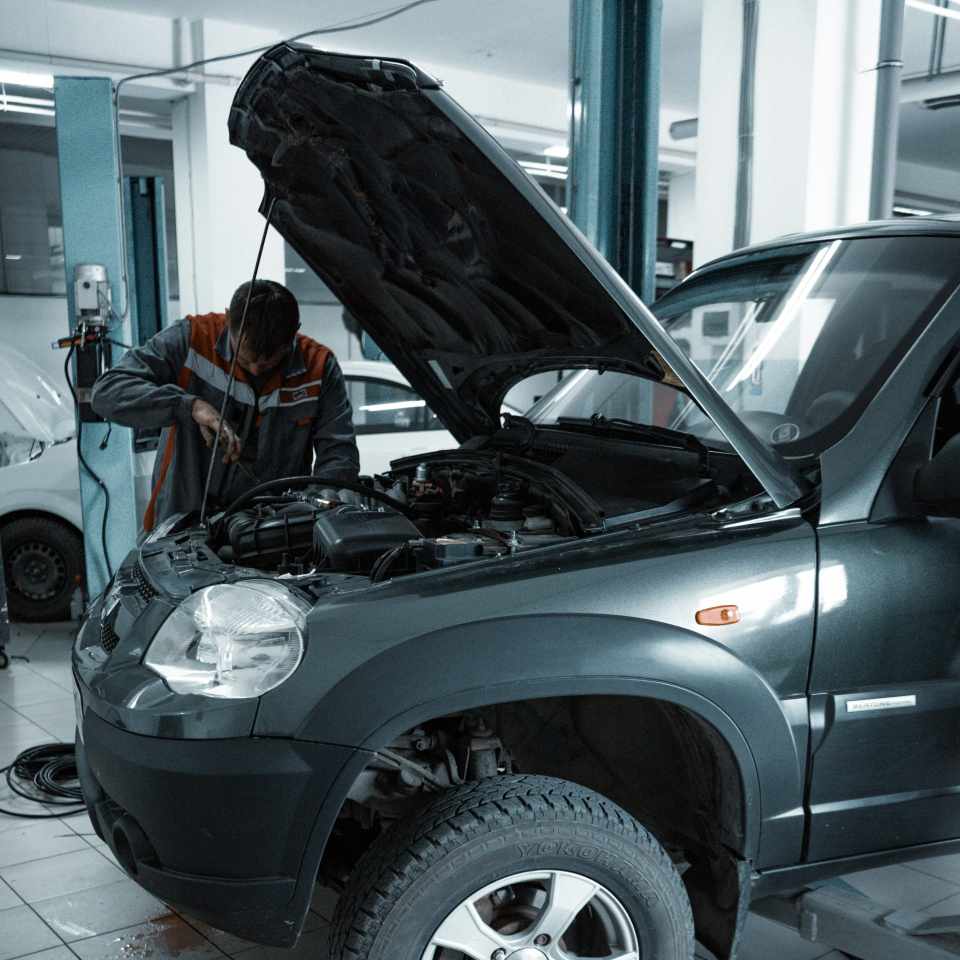 Mechanic working on a car